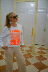 Je m'appelle Soleil Sweatshirt - Weiß/Neon Orange