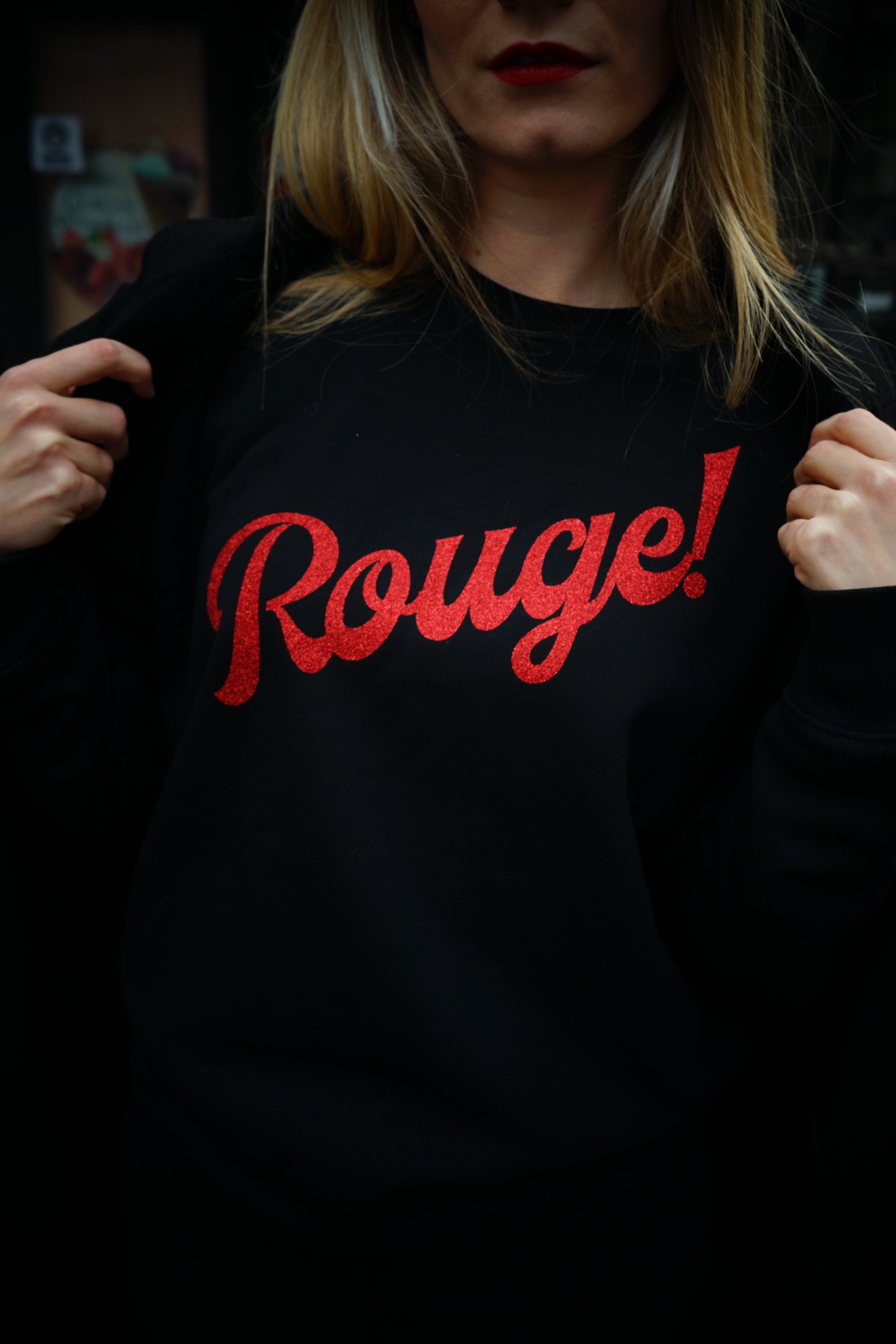 Rouge Sweatshirt - Schwarz/Glitzer Rot