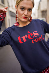 Très Cool Sweatshirt - Dunkelblau/Glitzer Rot