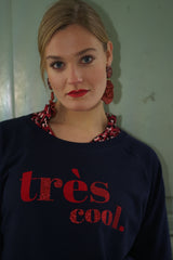 Très Cool Sweatshirt - Dunkelblau/Glitzer Rot