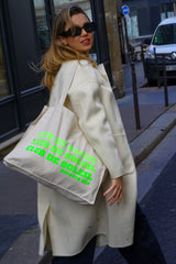 Club de Soleil Cotton Bag - Beige/Neon Green 