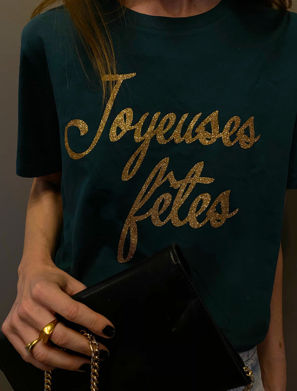 Joyeuses fetes T-Shirt - Green/Glitter Gold 