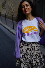 Le Soleil T-Shirt - Weiß /Orange & Lila