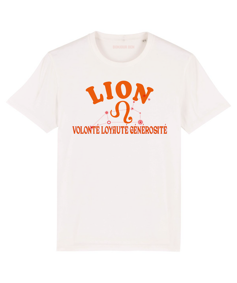 Sternzeichen T-Shirt Löwe - Weiß/Orange