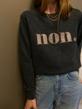 Non. Sweatshirt - Schwarzgrau Vintage/Glitzer