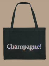 Champagne Baumwolltasche - Schwarz/Glitzer