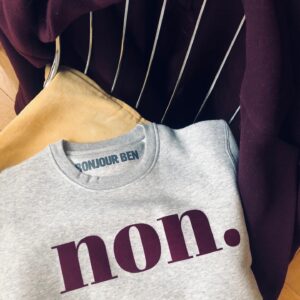 non. Sweater – grau / bordeaux