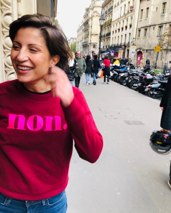 non. Sweater –  bordeaux / neon pink