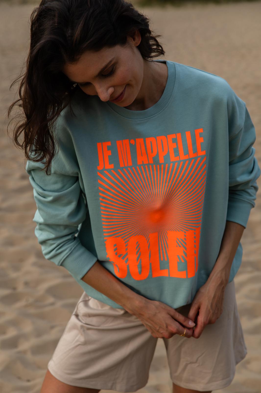 Je m'appelle soleil Sweatshirt - Mint / Neonorange