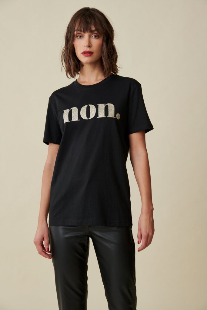 non. T-Shirt Schwarz mit Glitzer