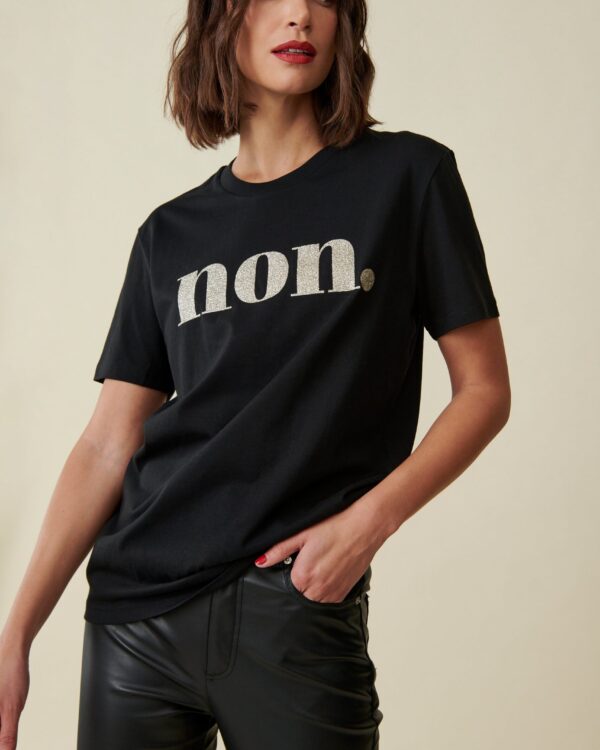 non. T-Shirt – schwarz / glitzer