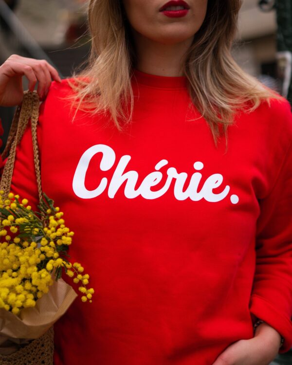 Chérie Sweatshirt rot / weiß · Größe XL