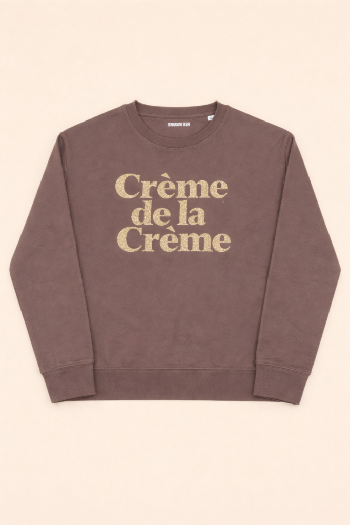 Crème de la Crème Pullover braun / goldglitzer · Größe L