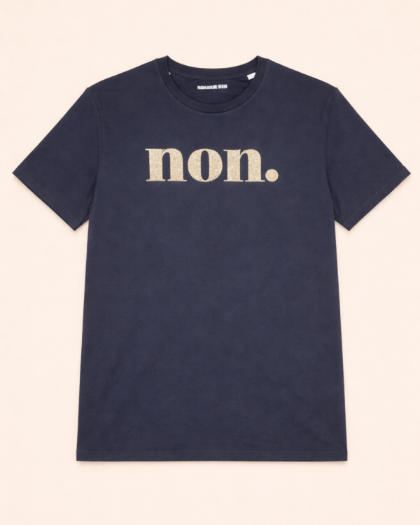 non. T-Shirt – anthrazit / goldglitzer · Größe XXL