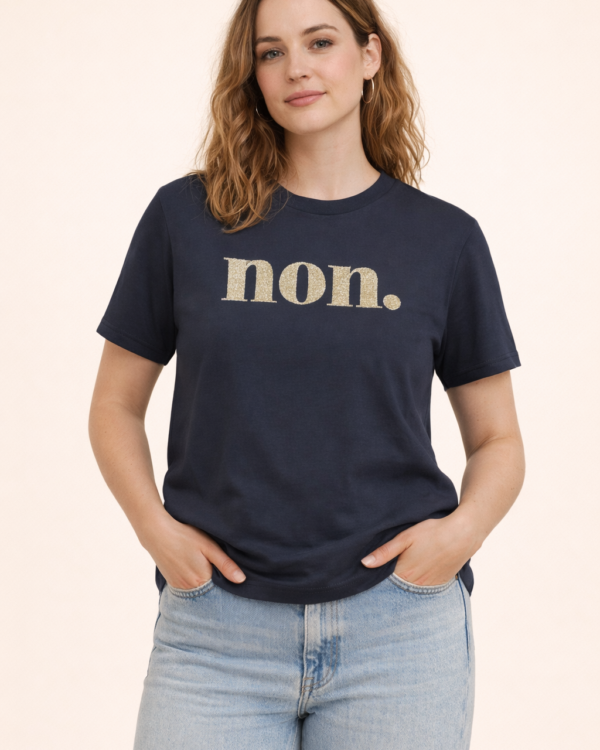 non. T-Shirt – anthrazit / goldglitzer