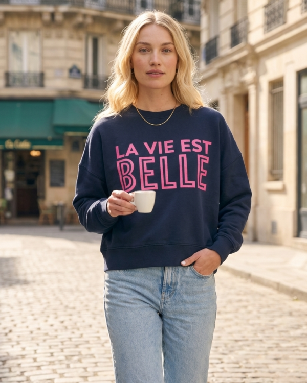 La vie est belle – Dunkelblau / Neonpink