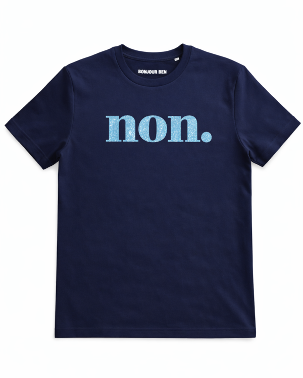 Non T-Shirt Dunkelblau/Aquablauglitzer · Größe XXL
