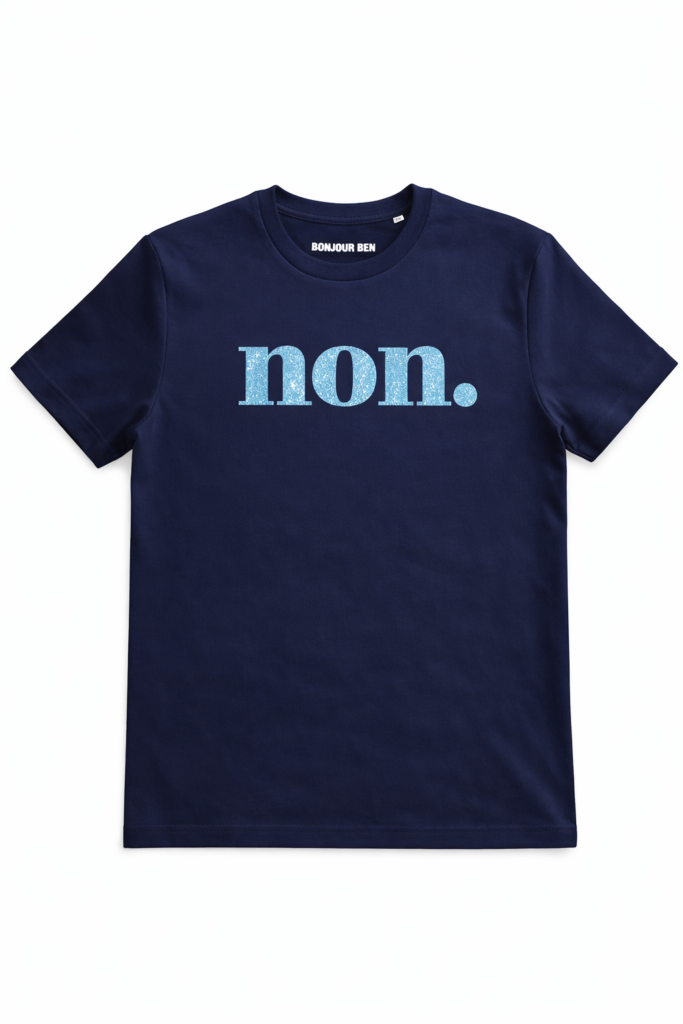 Non T-Shirt Dunkelblau/Aquablauglitzer · Größe XXL