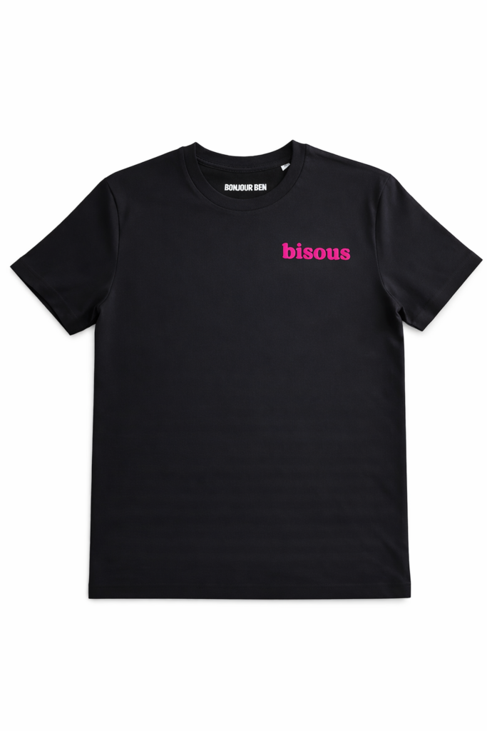 Bisous T-Shirt Schwarz/Neonpink · Größe XXL