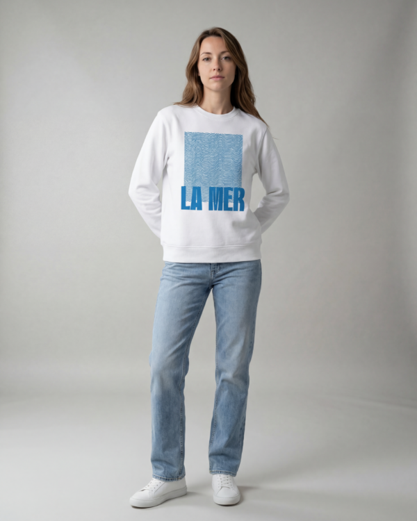 La Mer Sweatshirt – weiß / aqua blau · Größe XS