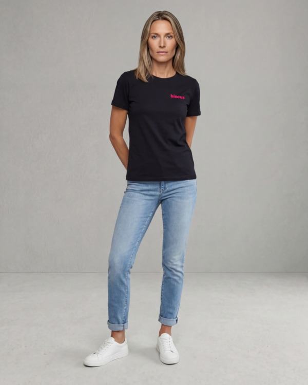 Bisous T-Shirt Schwarz/Neonpink