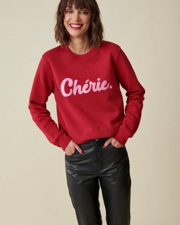 Chérie Sweatshirt rot / glitzerrosa