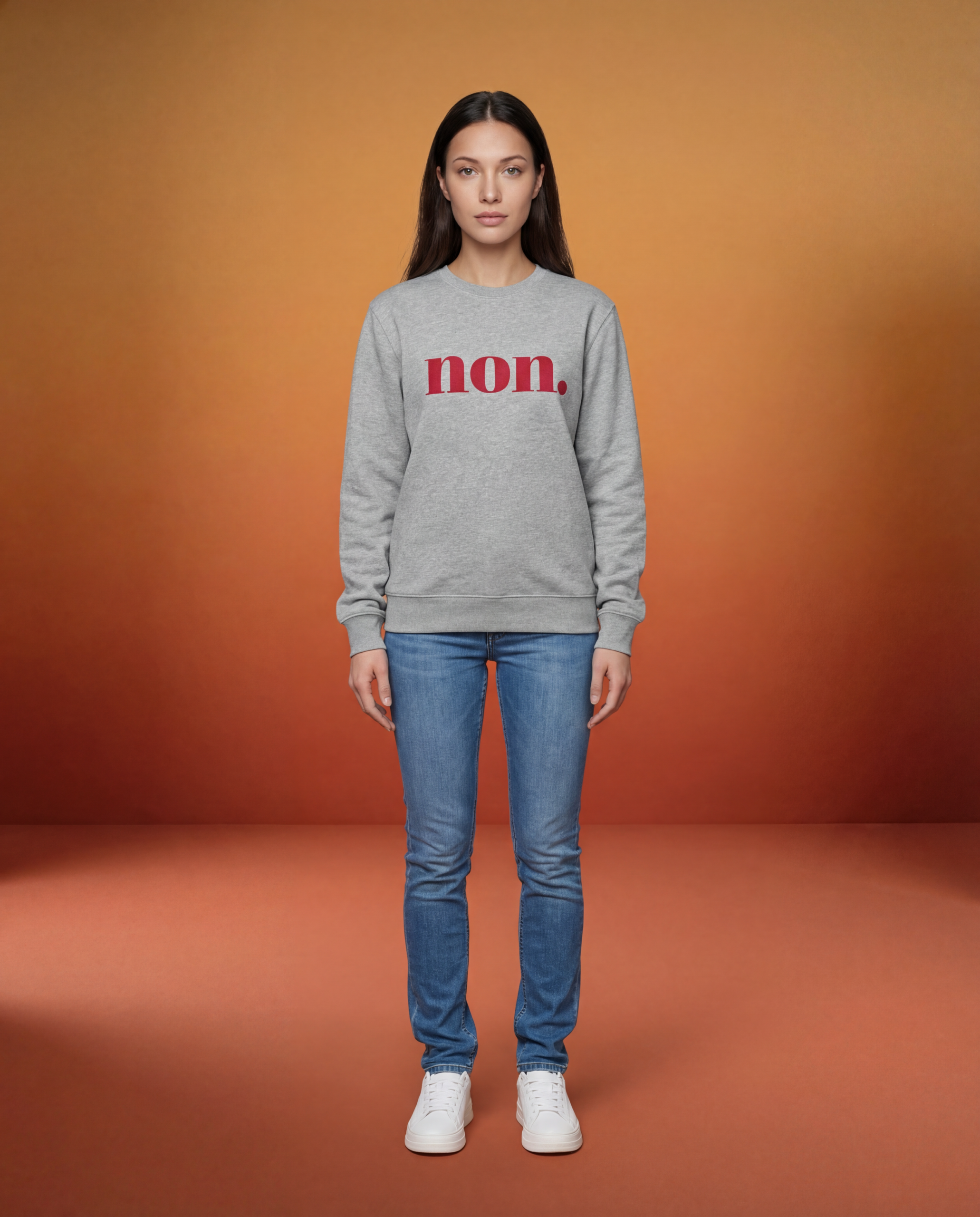 non. Sweatshirt grau / rot