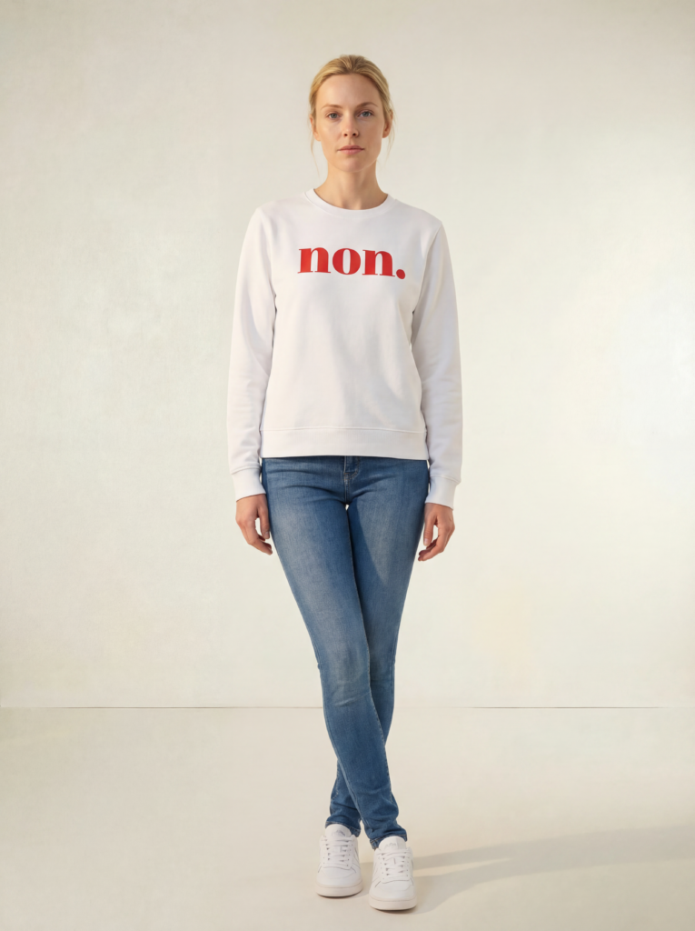 non. Sweatshirt weiß / rot · Größe M