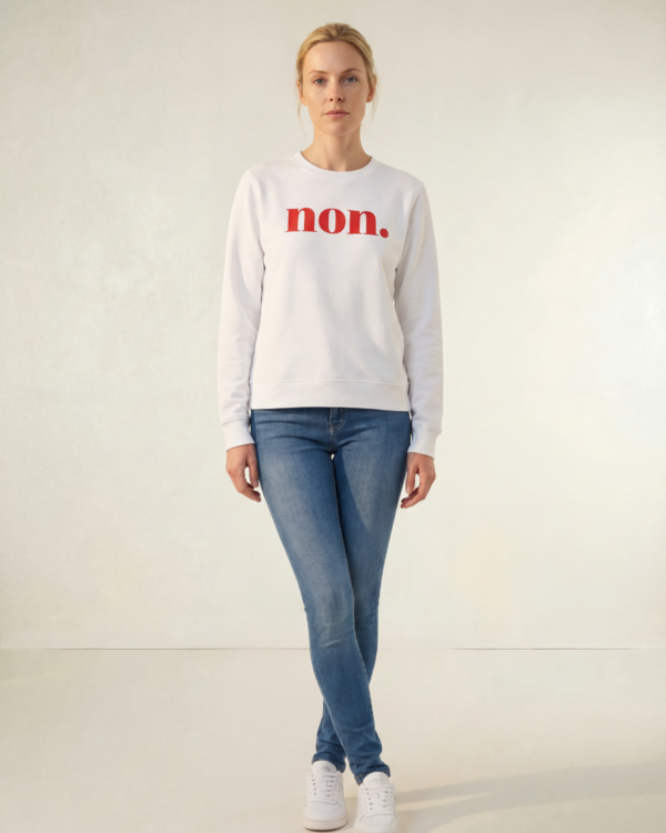 non. Sweatshirt weiß / rot · Größe M