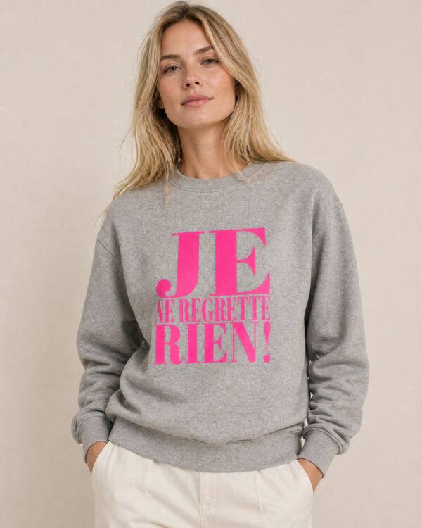 Je ne regrette rien Sweatshirt Grau / Neonpink