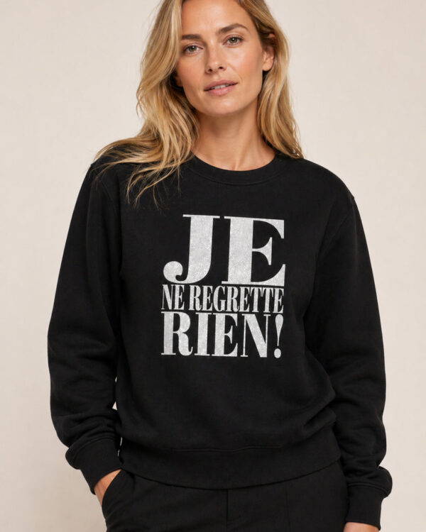 Je ne regrette rien Sweatshirt Schwarz/ Weiß Glitzer