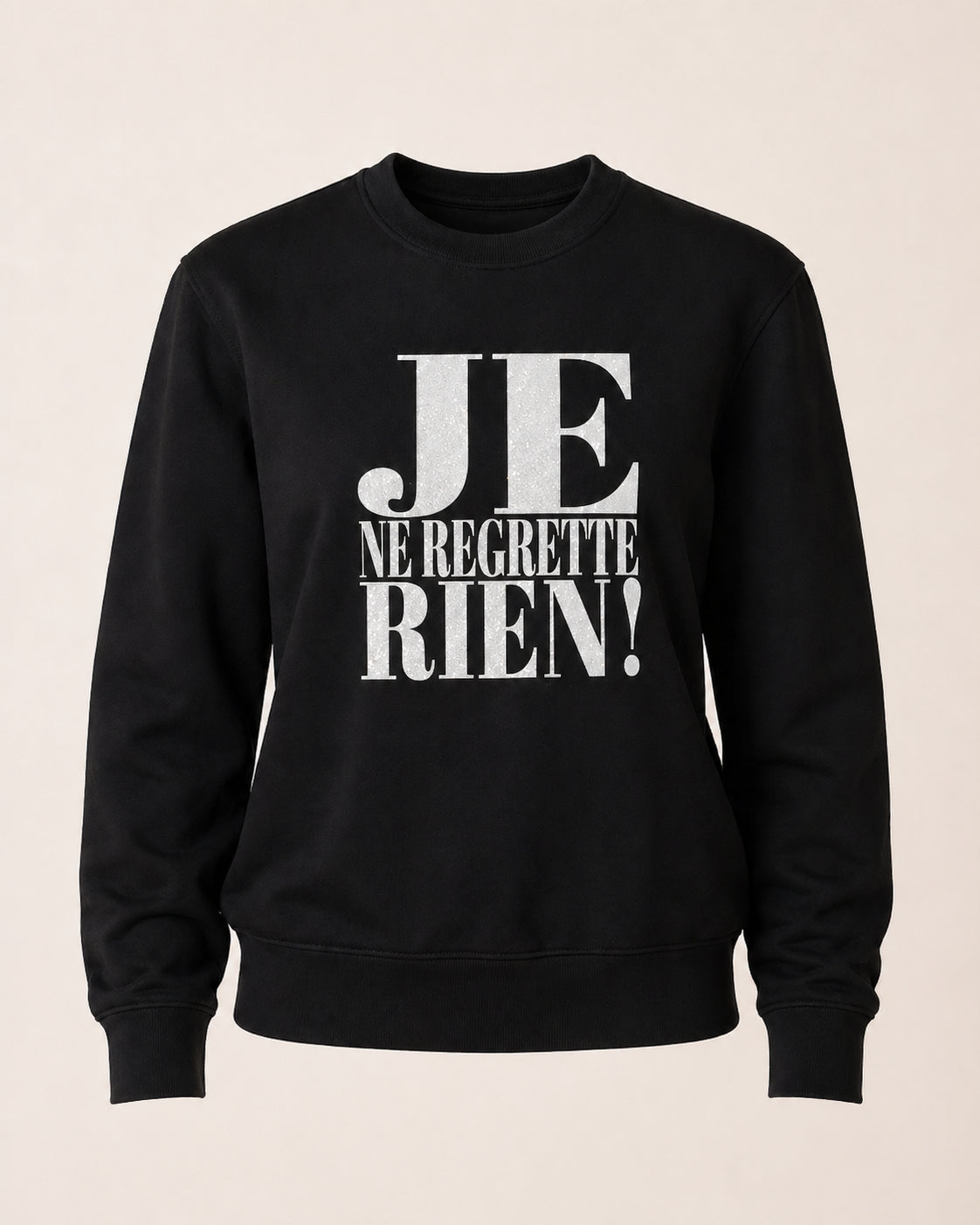 Je ne regrette rien Sweatshirt Schwarz/ Weiß Glitzer