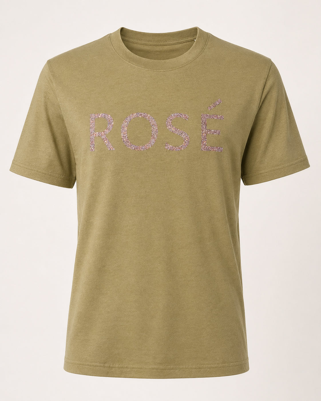 ROSÉ T-Shirt Oliv / Rosagoldglitzer