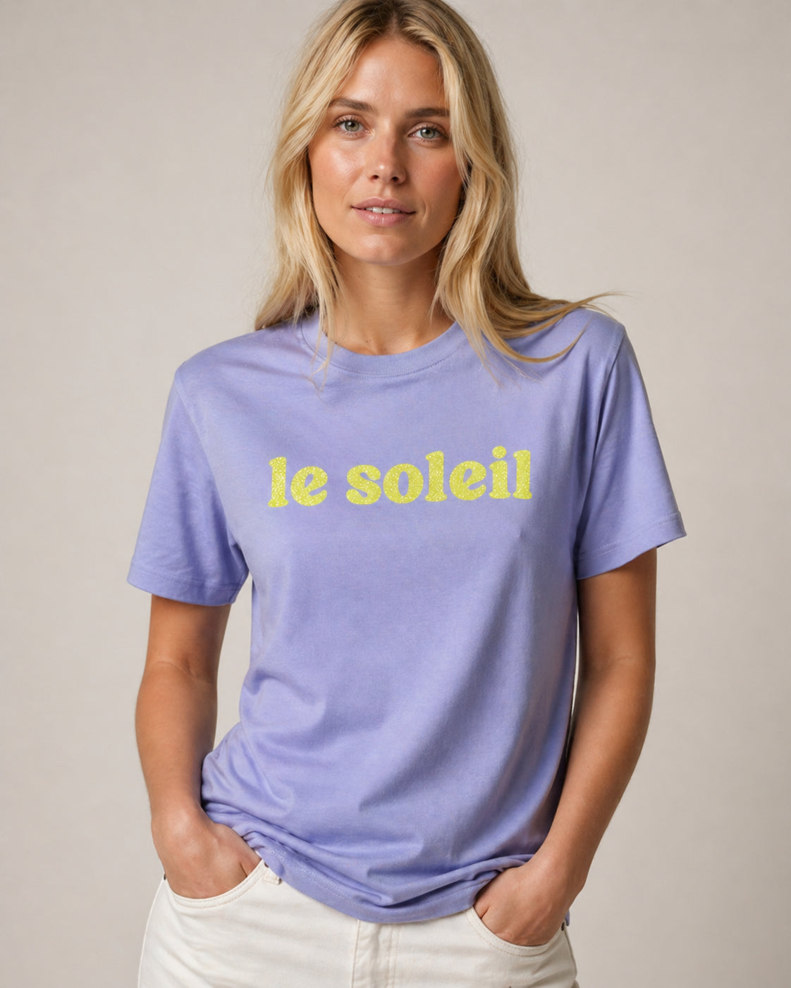 Le Soleil T-Shirt Violet / Neongelb Glitzer