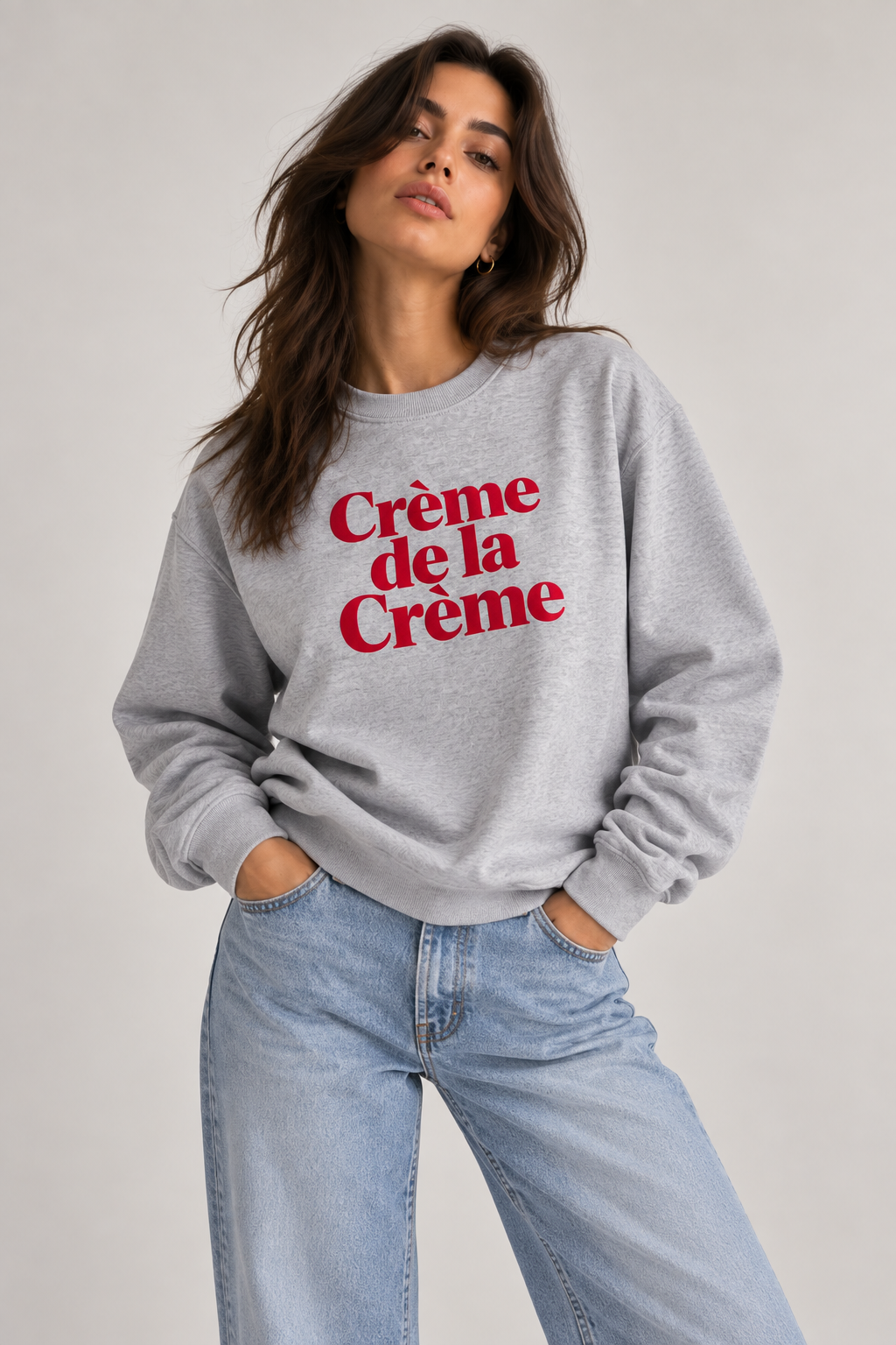 Crème de la Crème Sweatshirt – Grau / Rot