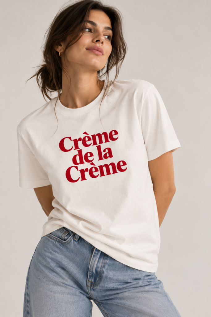 Crème de la Crème T‑Shirt – Naturweiß / Rot