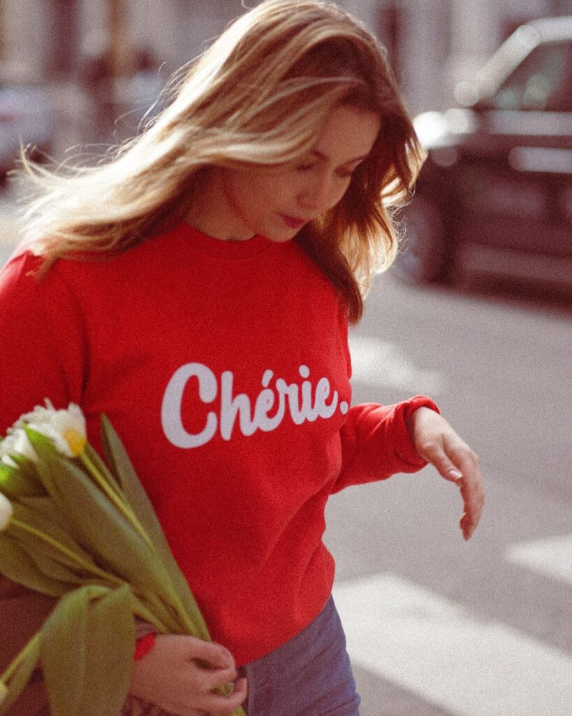 Our new Valentines collection is online ❤️💕🍓 🌷🌈🍒. . . . . . . #cherie #valentinstag #love #revolutiondamour #look #rouge #french #ethicalfashion #parisienne #egalite #style #kirschrot #dimanche #rachelinparis #mood #statementsweater #bonjourben