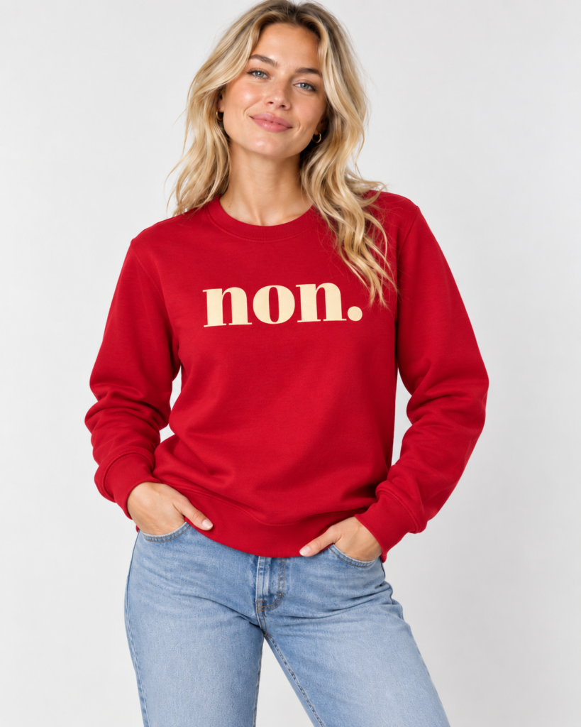 non. Sweatshirt – Rot / Creme