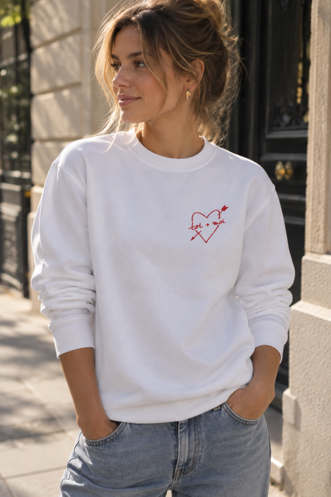 Toi et Moi Sweatshirt – Weiß / Rot