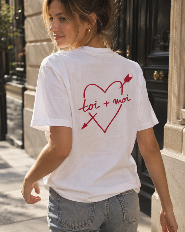 Toi et Moi T‑Shirt – Weiß / Rot – Rückseite