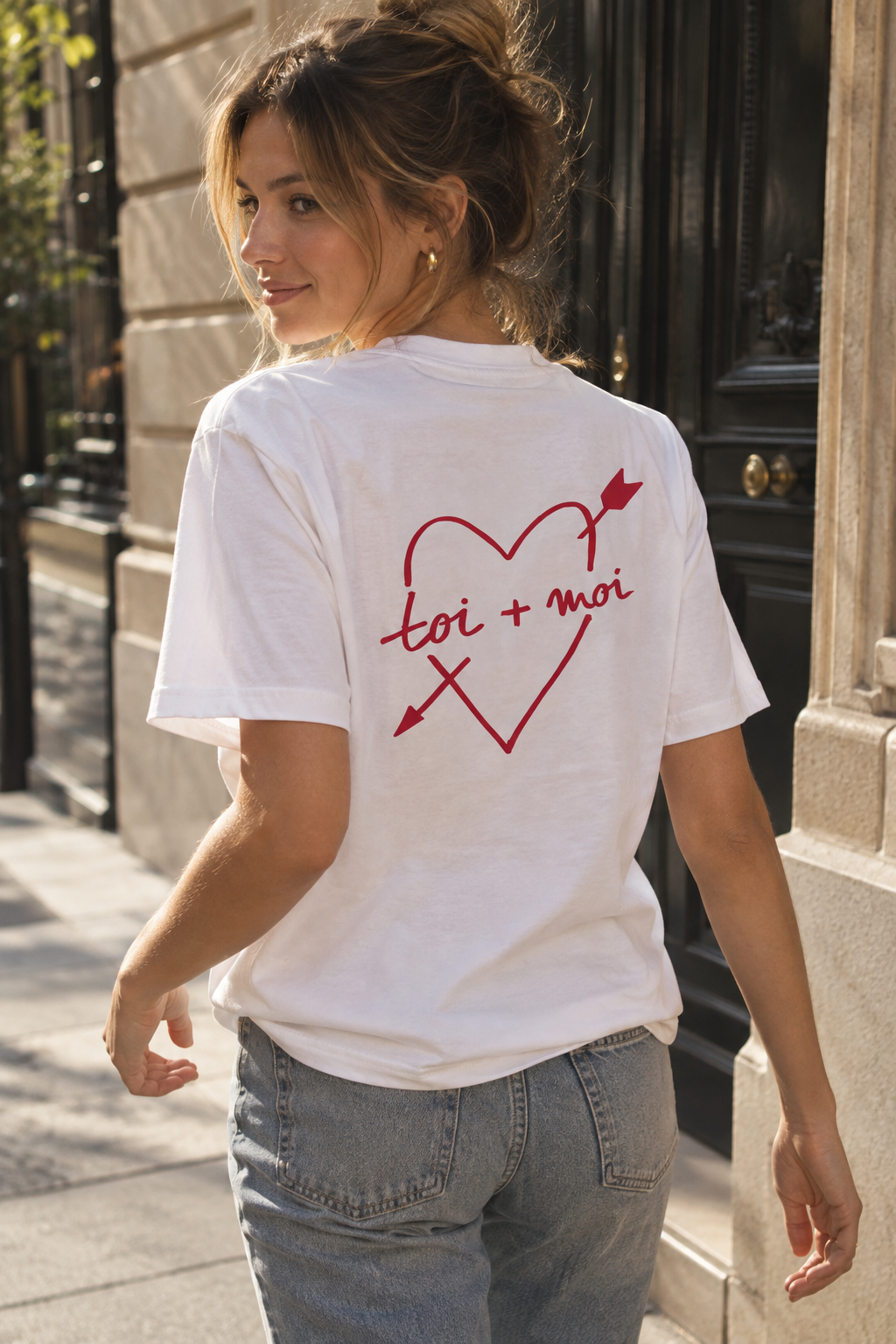 Toi et Moi T‑Shirt – Weiß / Rot – Rückseite