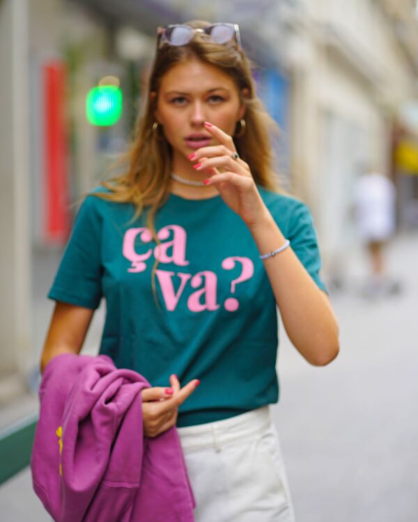 ça va T-Shirt – Grün / Rosa