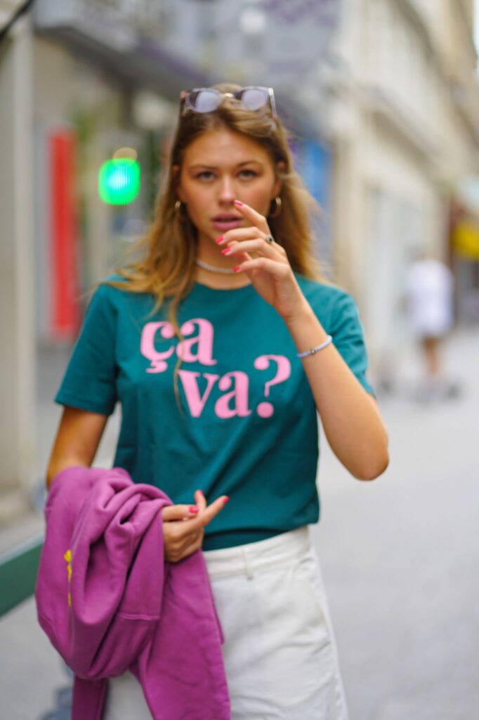 ça va T-Shirt – Grün / Rosa
