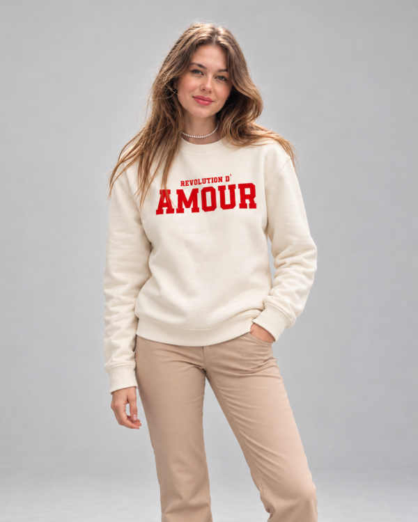 Révolution d’amour Sweatshirt – Beige / Rot